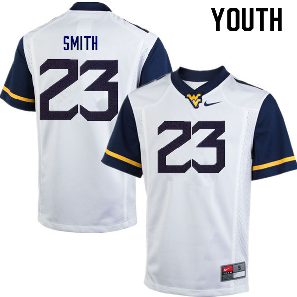 Youth #23 Tykee Smith West Virginia Mountaineers College Football Jerseys Sale-White - Click Image to Close